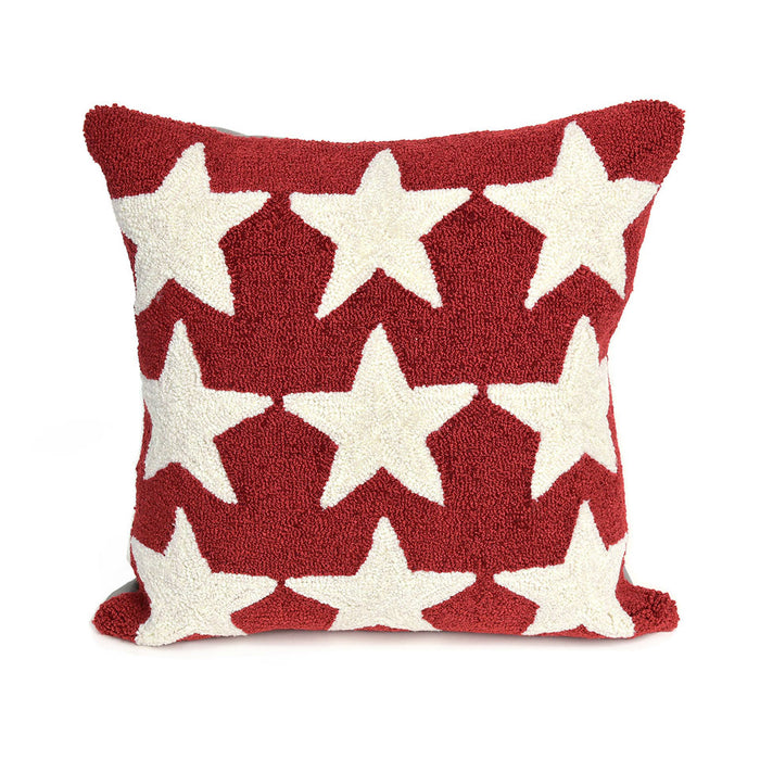 Liora Manne Frontporch Stars Indoor/Outdoor Pillow Red