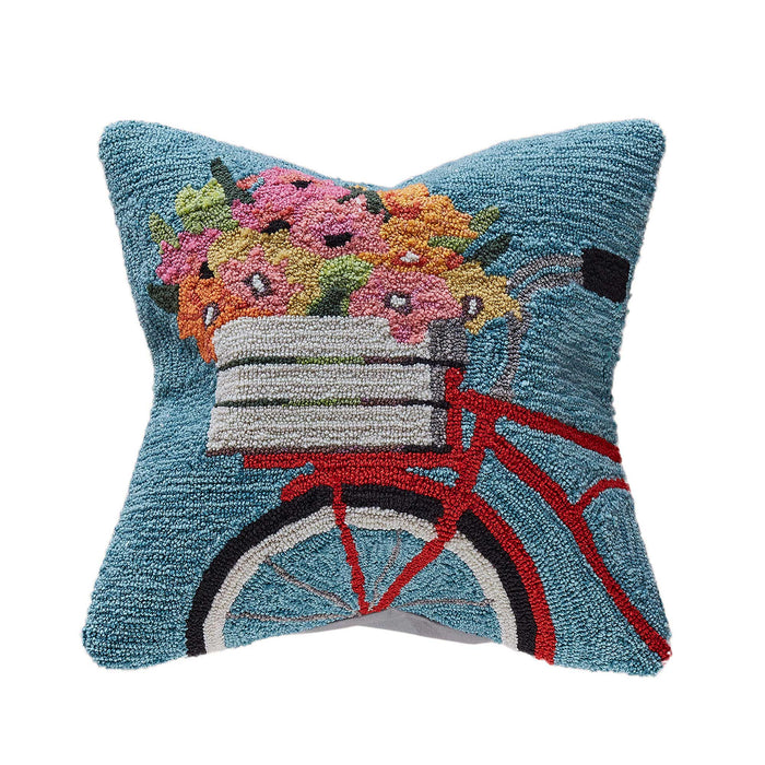 Liora Manne Frontporch Bike Ride Indoor/Outdoor Pillow Blue