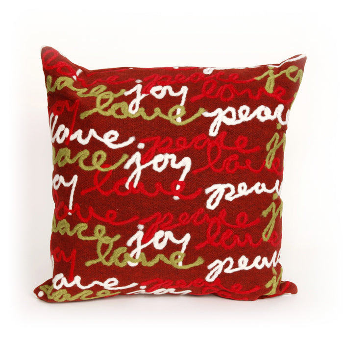 Liora Manne Visions III Peace Love Joy Indoor/Outdoor Pillow Red