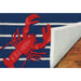 Liora Manne Frontporch Lobster on Stripes Indoor/Outdoor Rug Navy