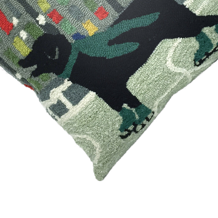 Liora Manne Frontporch Holiday Ice Dog Indoor/Outdoor Pillow Green