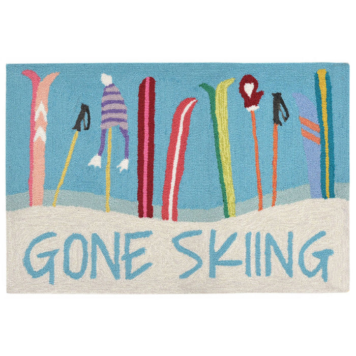 Liora Manne Frontporch Gone Skiing Indoor/Outdoor Rug Blue