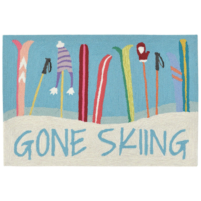Liora Manne Frontporch Gone Skiing Indoor/Outdoor Rug Blue