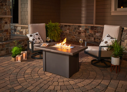 Havenwood Rectangular Gas Fire Pit Table - Driftwood  with Grey Base