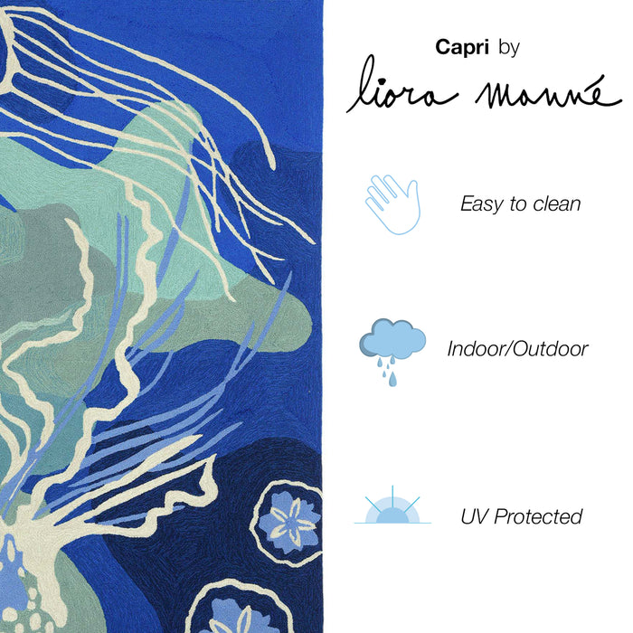 Liora Manne Capri Jelly Fish Indoor/Outdoor Rug Ocean