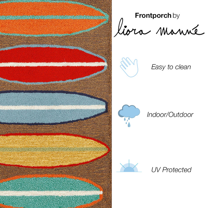 Liora Manne Frontporch Surfboards Indoor/Outdoor Rug Brown