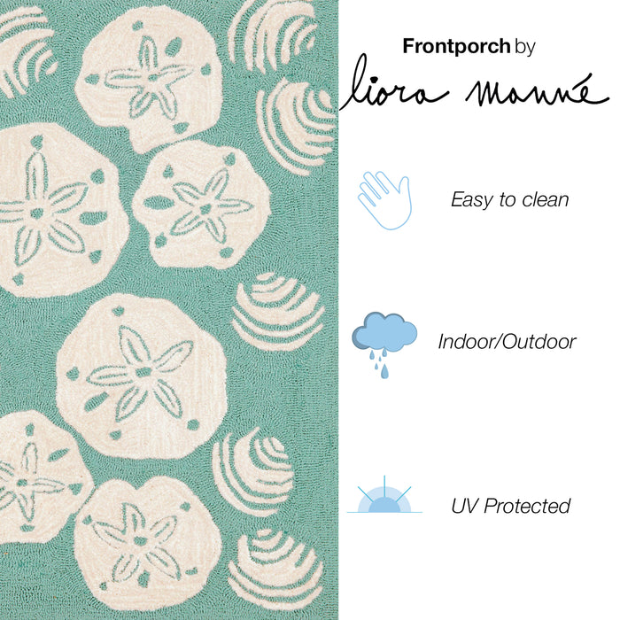 Liora Manne Frontporch Shell Toss Indoor/Outdoor Rug Aqua