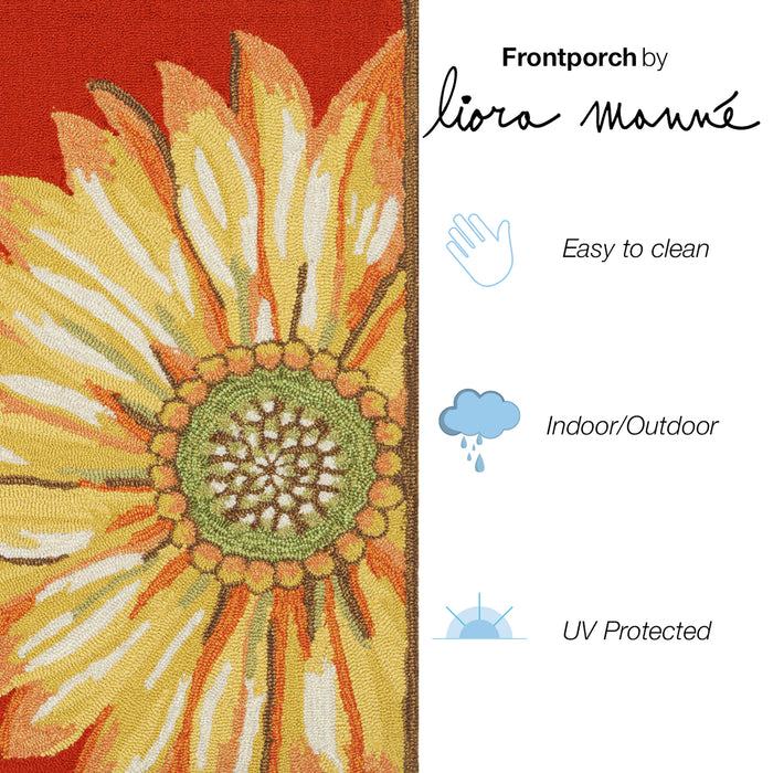 Liora Manne Frontporch Sunflower Indoor/Outdoor Rug Red