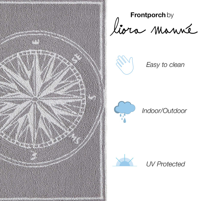 Liora Manne Frontporch Compass Indoor/Outdoor Rug Grey