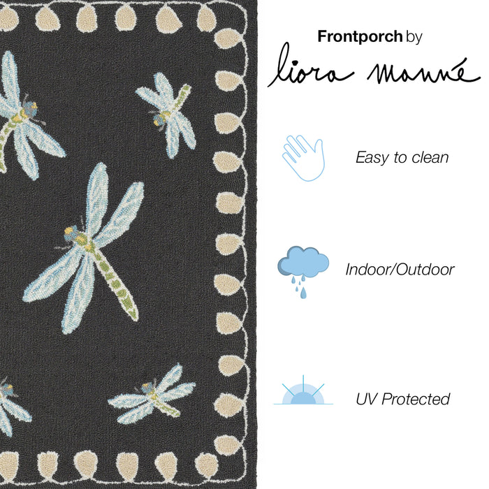 Liora Manne Frontporch Dragonfly Indoor/Outdoor Rug Midnight