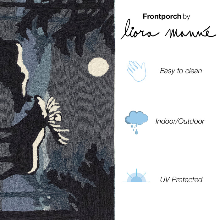 Liora Manne Frontporch Moonlit Moose Indoor/Outdoor Rug Night