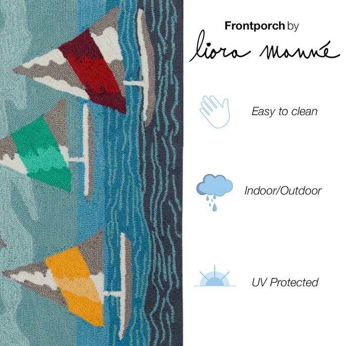 Liora Manne Frontporch Sail Away Indoor/Outdoor Rug Sea