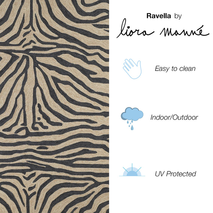 Liora Manne Ravella Zebra Indoor/Outdoor Rug Black