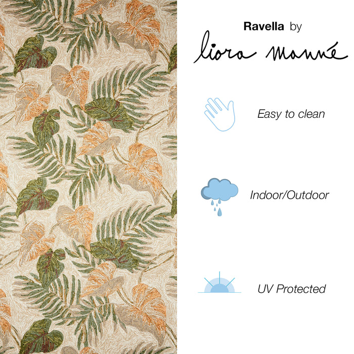 Liora Manne Ravella Tropical Leaf Indoor/Outdoor Rug Neutral