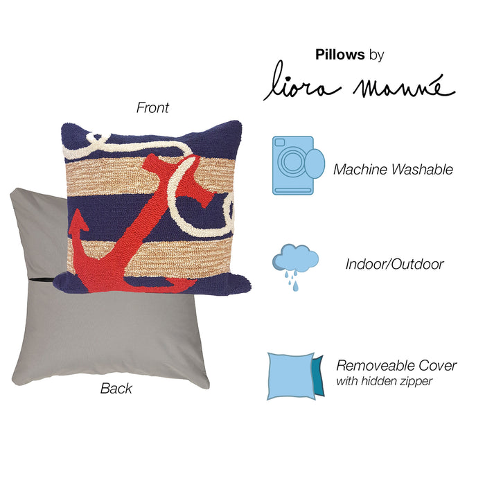 Liora Manne Frontporch Anchor Indoor/Outdoor Pillow Navy