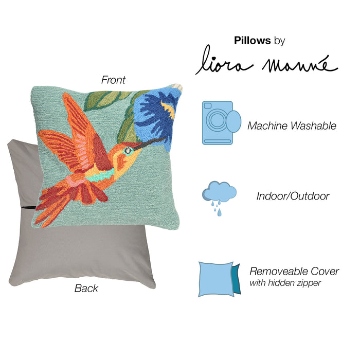Liora Manne Frontporch Hummingbird Indoor/Outdoor Pillow Sky