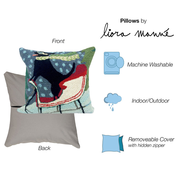 Liora Manne Frontporch Sledding Dog Indoor/Outdoor Pillow Multi