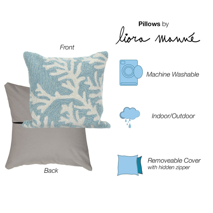 Liora Manne Frontporch Coral Indoor/Outdoor Pillow Aqua