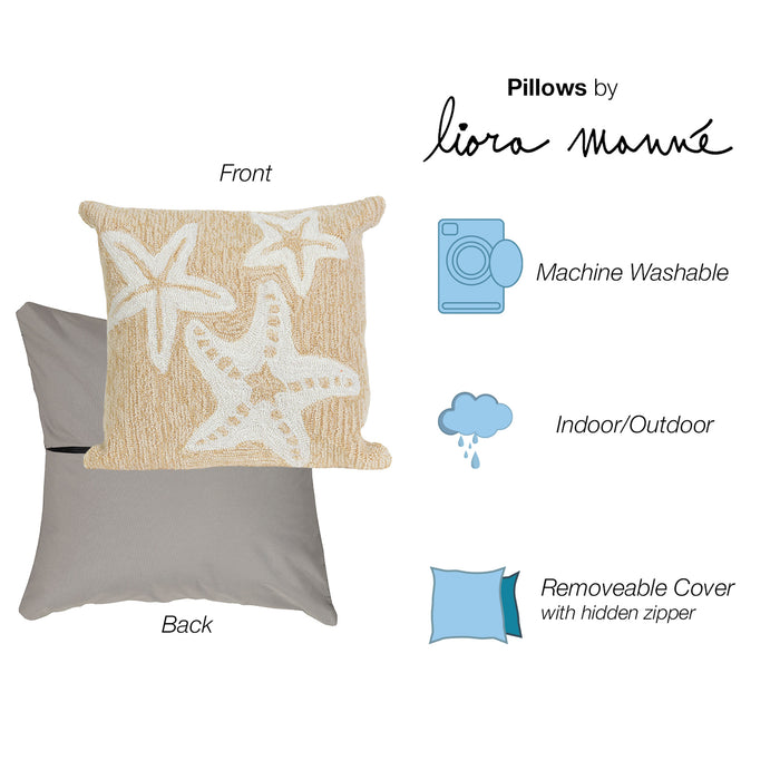 Liora Manne Frontporch Starfish Indoor/Outdoor Pillow Neutral