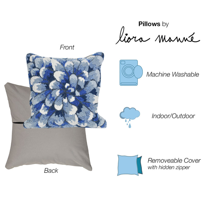 Liora Manne Frontporch Mum Indoor/Outdoor Pillow Blue