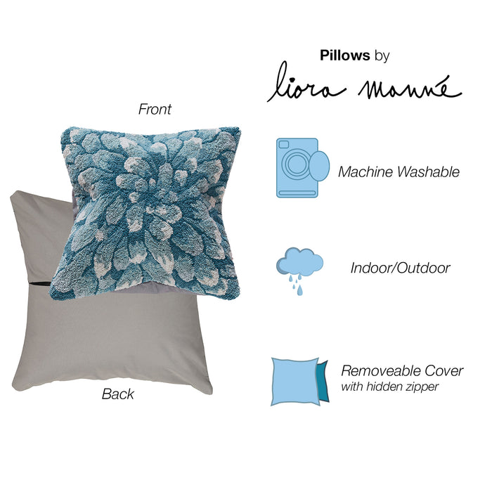 Liora Manne Frontporch Mum Indoor/Outdoor Pillow Aqua