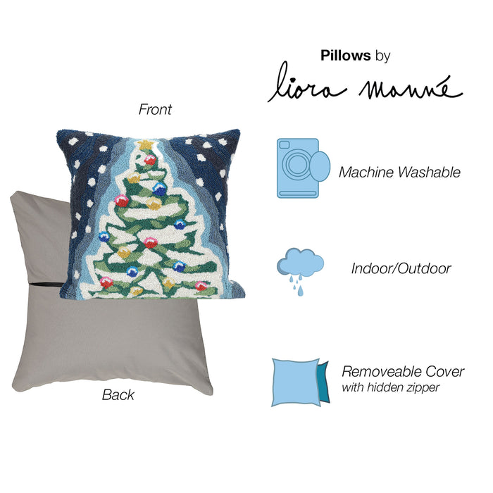 Liora Manne Frontporch Xmas Tree Indoor/Outdoor Pillow Midnight