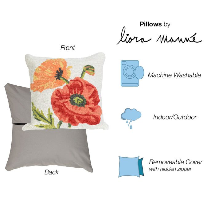 Liora Manne Frontporch Icelandic Poppies Indoor/Outdoor Pillow Neutral