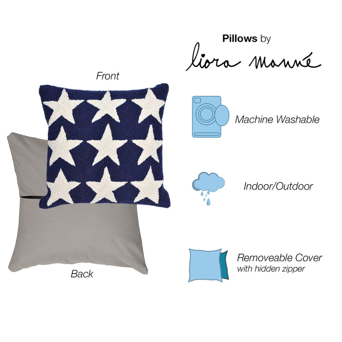 Liora Manne Frontporch Stars Indoor/Outdoor Pillow Blue