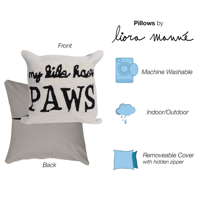 Liora Manne Frontporch My Kids Have Paws Indoor/Outdoor Pillow Neutral