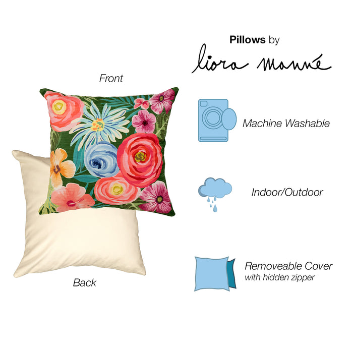 Liora Manne Illusions Flower Garden Indoor/Outdoor Pillow Green