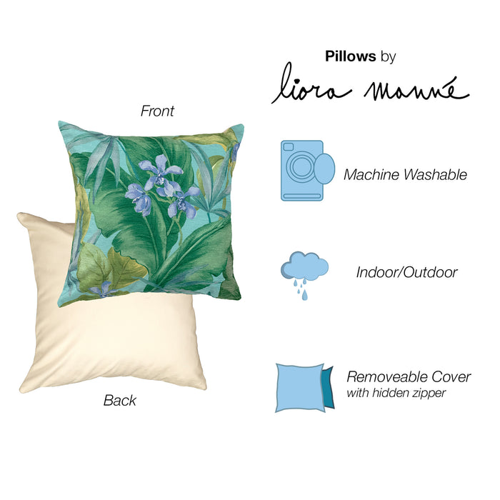 Liora Manne Illusions Tropical Leaf Indoor/Outdoor Pillow Aqua