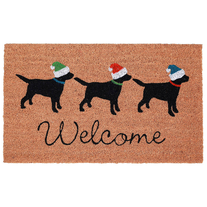 Liora Manne Natura Three Dogs Holiday Outdoor Mat Natural