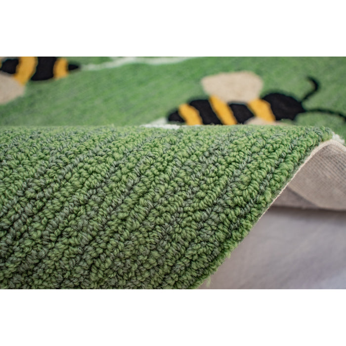 Green Bee Rug 4437/06 Frontporch Buzzy Bees Indoor/Outdoor Rug Green by Trans Ocean ...