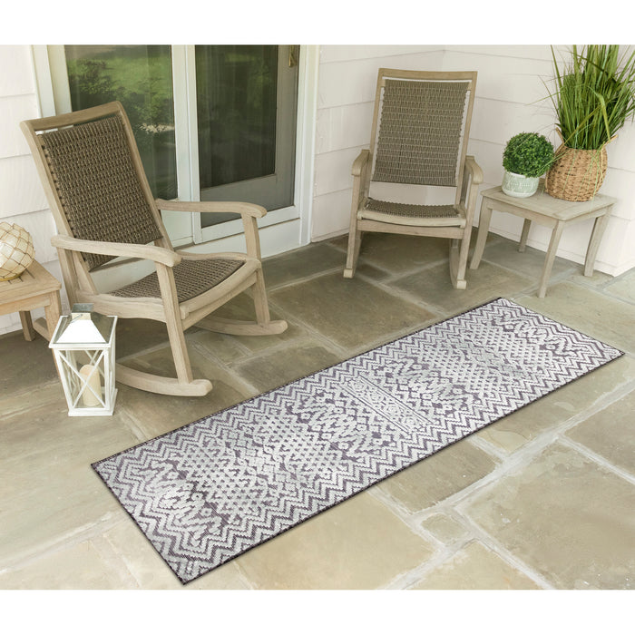 Liora Manne Canyon Tribal Stripe Indoor/Outdoor Rug Charcoal