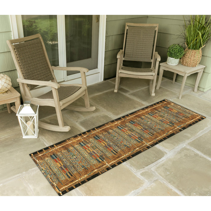 Liora Manne Marina Tribal Stripe Indoor/Outdoor Rug Gold