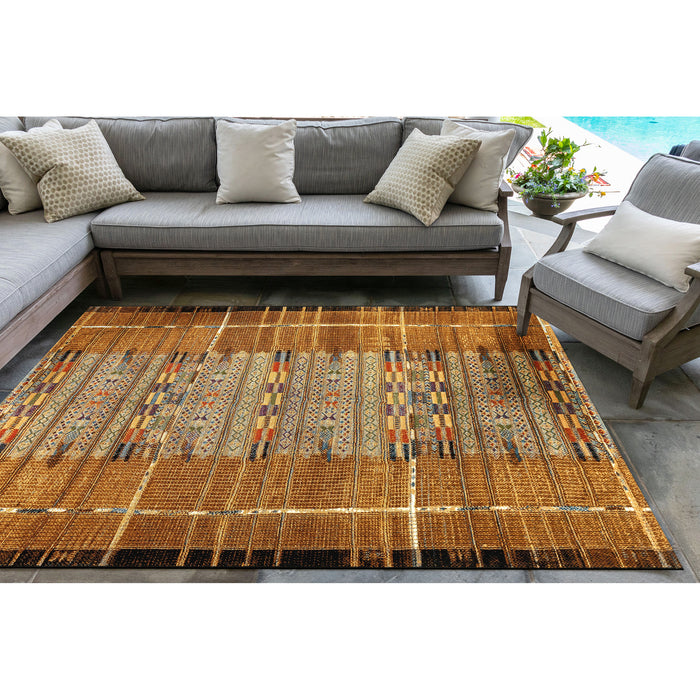 Liora Manne Marina Tribal Stripe Indoor/Outdoor Rug Gold