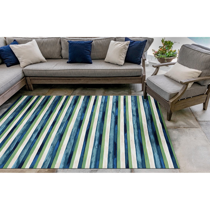 Liora Manne Visions II Painted Stripes Indoor/Outdoor Rug Cool