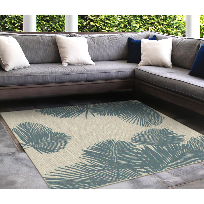 Liora Manne Carmel Palm Indoor/Outdoor Rug Aqua
