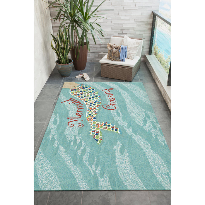 Liora Manne Frontporch Mermaid Crossing Indoor/Outdoor Rug Water