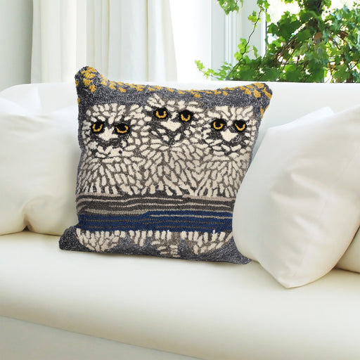 Liora Manne Frontporch Owls Indoor/Outdoor Pillow Night