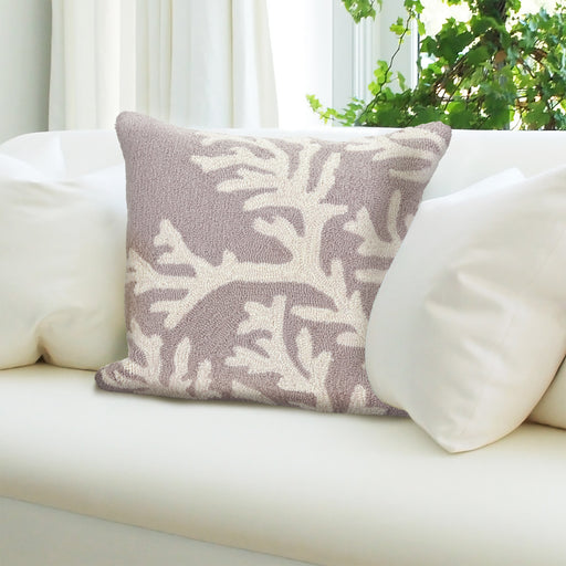 Liora Manne Frontporch Coral Indoor/Outdoor Pillow Silver
