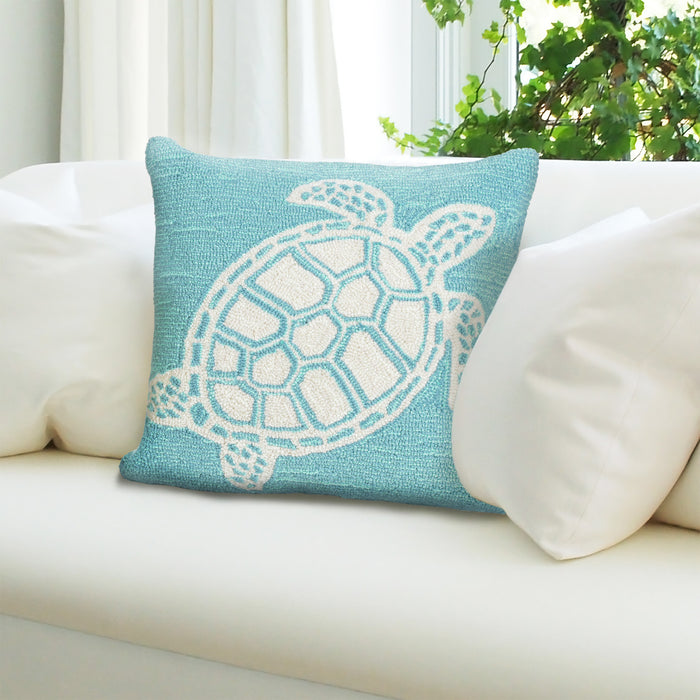 Liora Manne Frontporch Turtle Indoor/Outdoor Pillow Aqua
