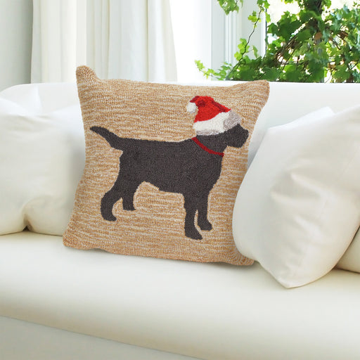 Liora Manne Frontporch Christmas Dog Indoor/Outdoor Pillow Neutral