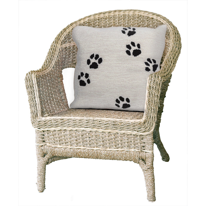 Liora Manne Frontporch Paw Prints Indoor/Outdoor Pillow Neutral