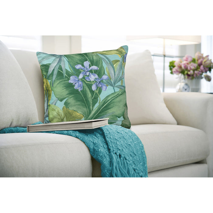 Liora Manne Illusions Tropical Leaf Indoor/Outdoor Pillow Aqua