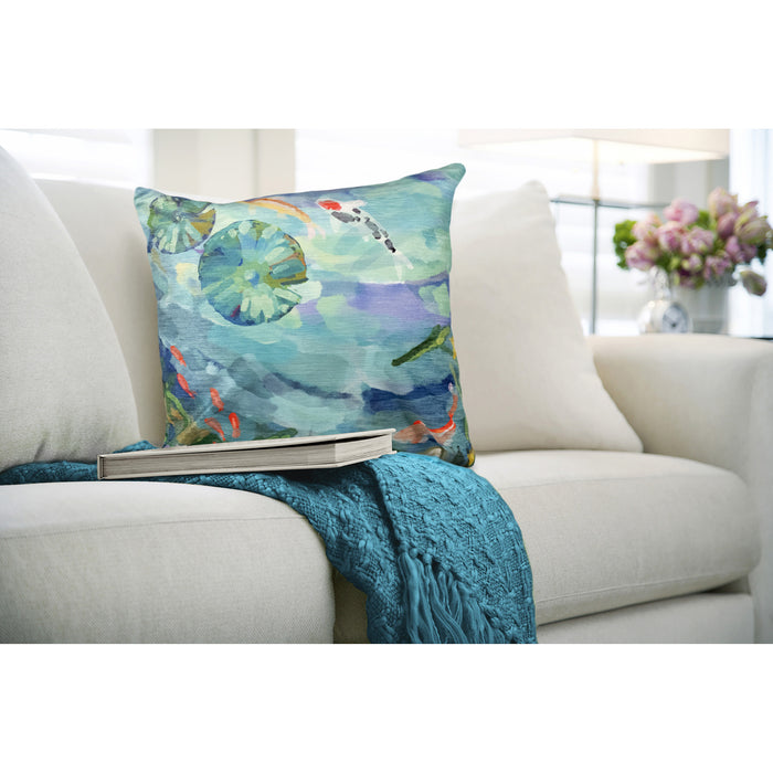 Liora Manne Illusions Peaceful Pond Indoor/Outdoor Pillow Seafoam