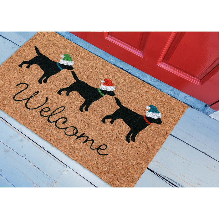 Liora Manne Natura Three Dogs Holiday Outdoor Mat Natural