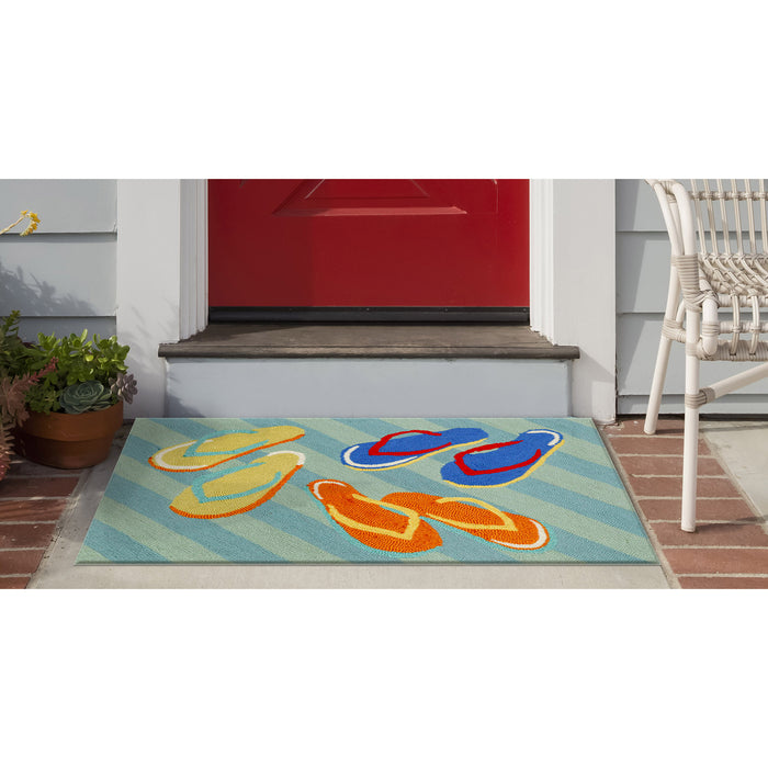 Liora Manne Frontporch Flip Flops Indoor/Outdoor Rug Blue