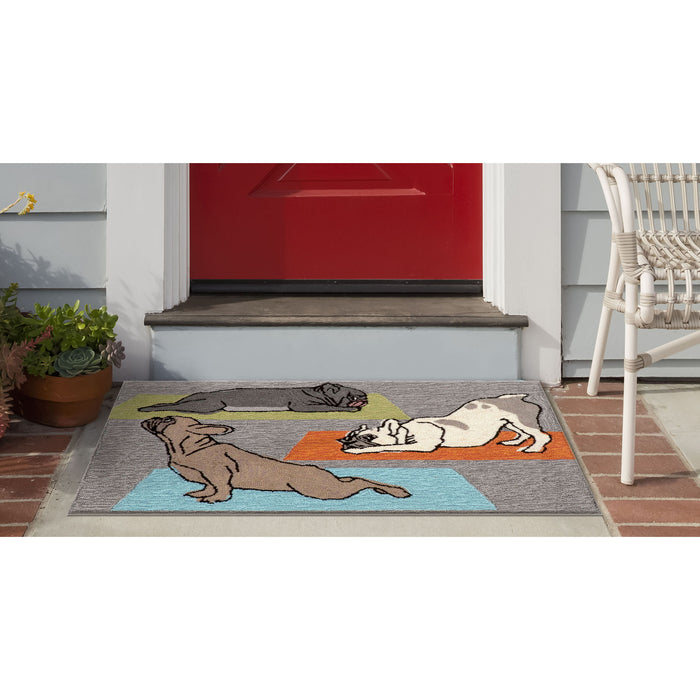 Liora Manne Frontporch Yoga Dogs Indoor/Outdoor Rug Heather