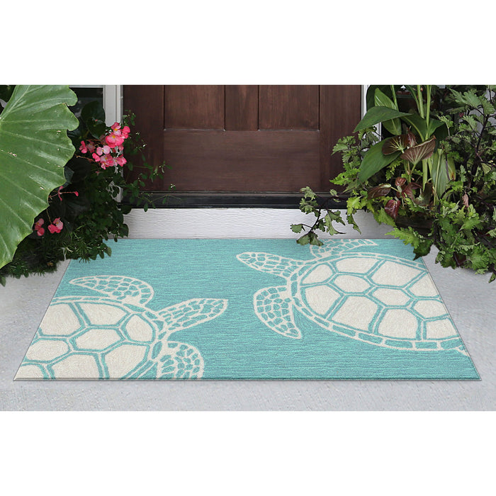 Liora Manne Capri Turtle Indoor/Outdoor Rug Aqua